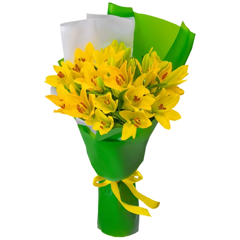 Букет из 7 желтых лилий